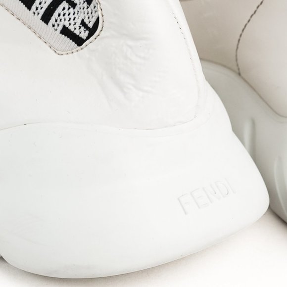 Fendi White FF Motif Tech Fabric High-Top Sneakers, Size 9 - Picture 6 of 8